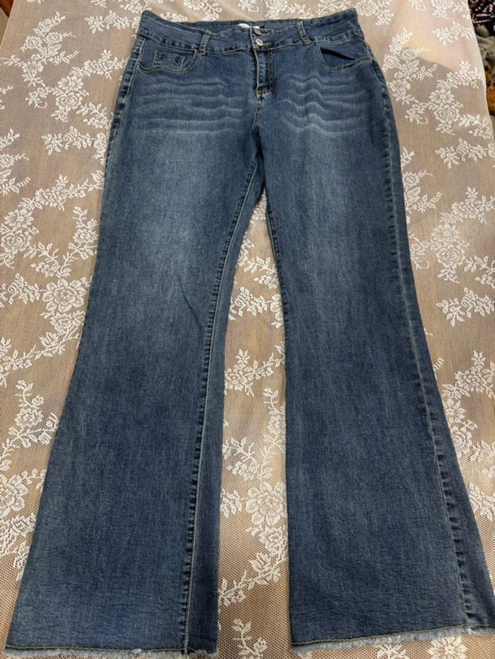 high waisted flare bottom jeans